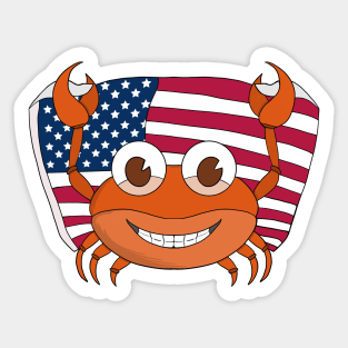 Crab with the American flag USA Sticker